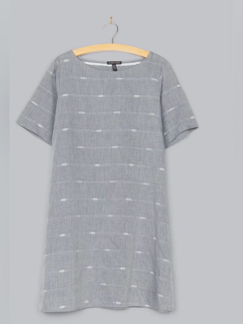 Eileen Fisher ORGANIC COTTON nomadic stripe Gray Short-Sleeve Shift Dress XS